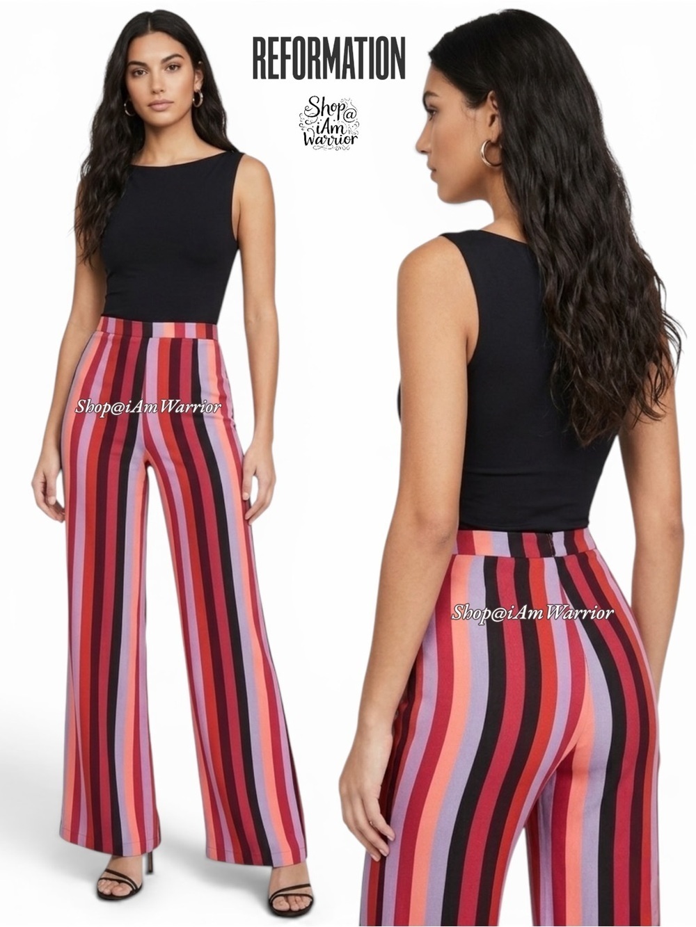 Reformation striped high rise wide leg pants *shop@iamwarrior